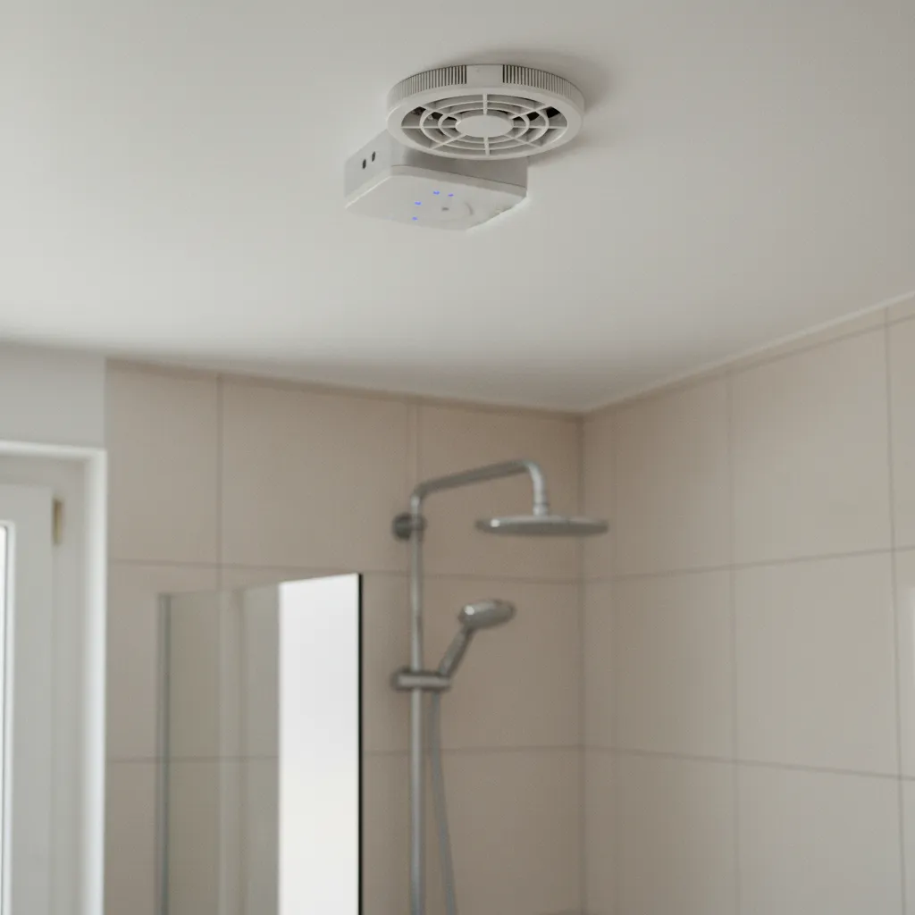 VMC hygroréglable installée dans une salle d'eau pour prévenir l'apparition des moisissures