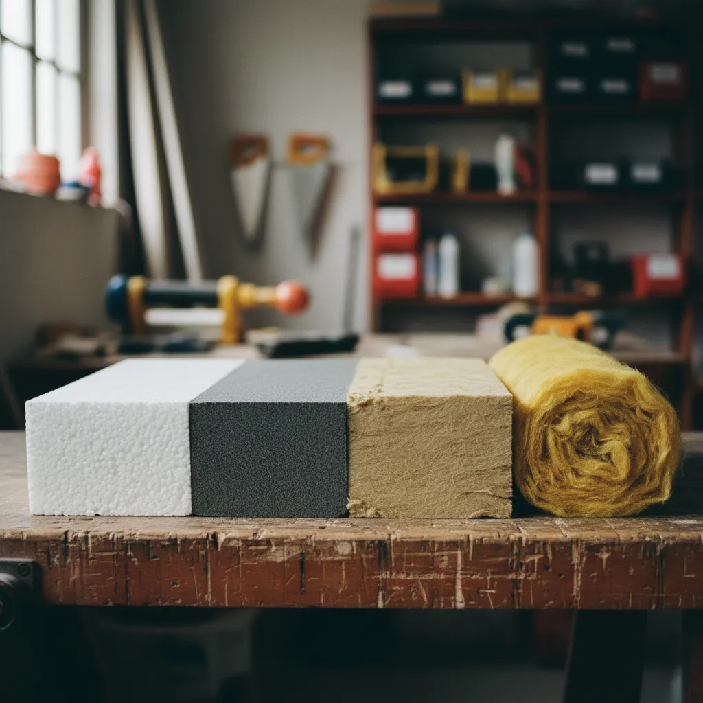 Comparatif des principaux isolants utilisés en ITE : PSE blanc, PSE graphité, fibre de bois et laine de roche