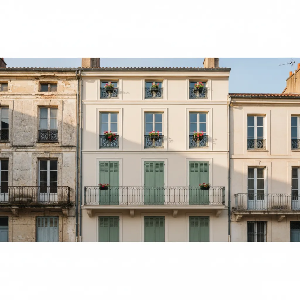 Façade après un ravalement complet : un résultat qui valorise le patrimoine immobilier