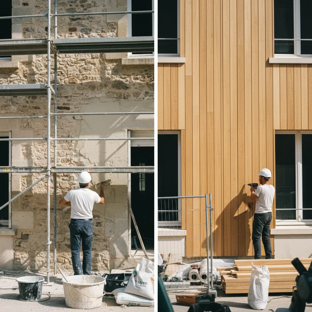 Enduit traditionnel ou bardage bois : deux approches radicalement différentes pour rénover une façade