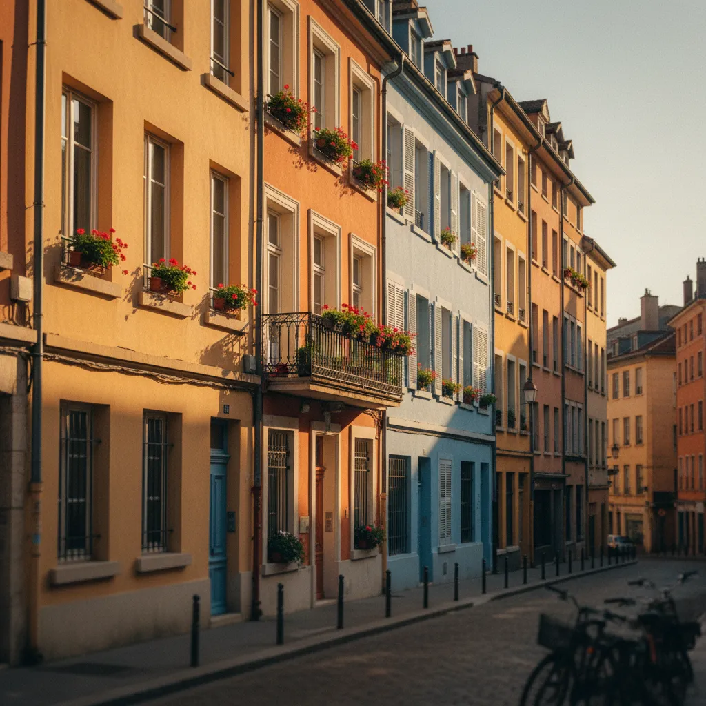 Façades rénovées dans le quartier de la Croix-Rousse à Lyon