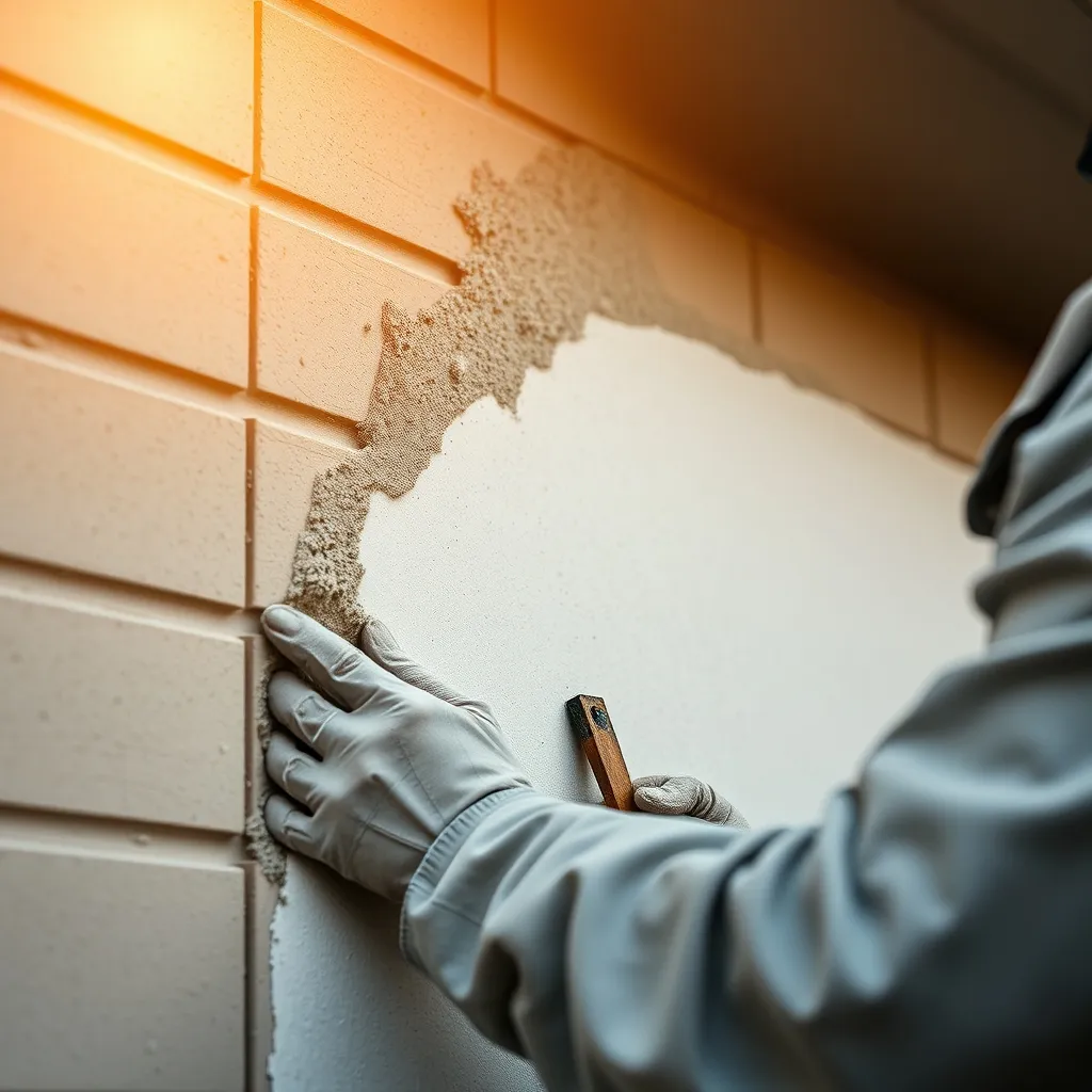 Pose de panneaux isolants en polystyrène sur les murs extérieurs d'une maison