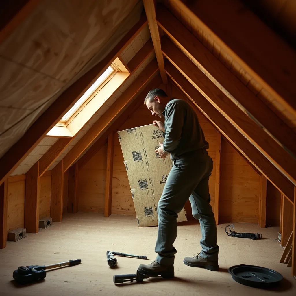 Pose de panneaux isolants entre chevrons pour l'aménagement de combles habitables