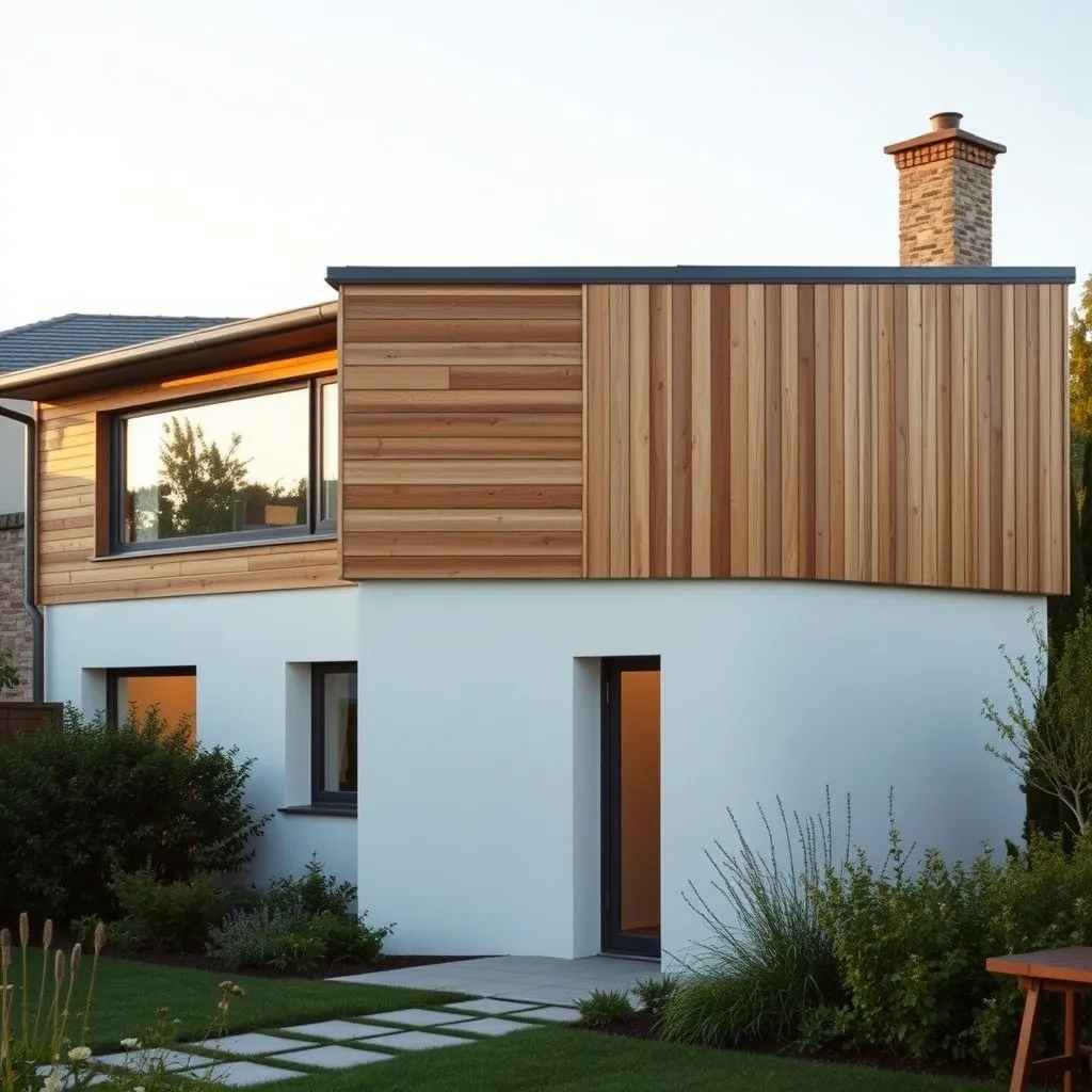Façade mixte associant bardage bois horizontal et enduit blanc pour un rendu contemporain