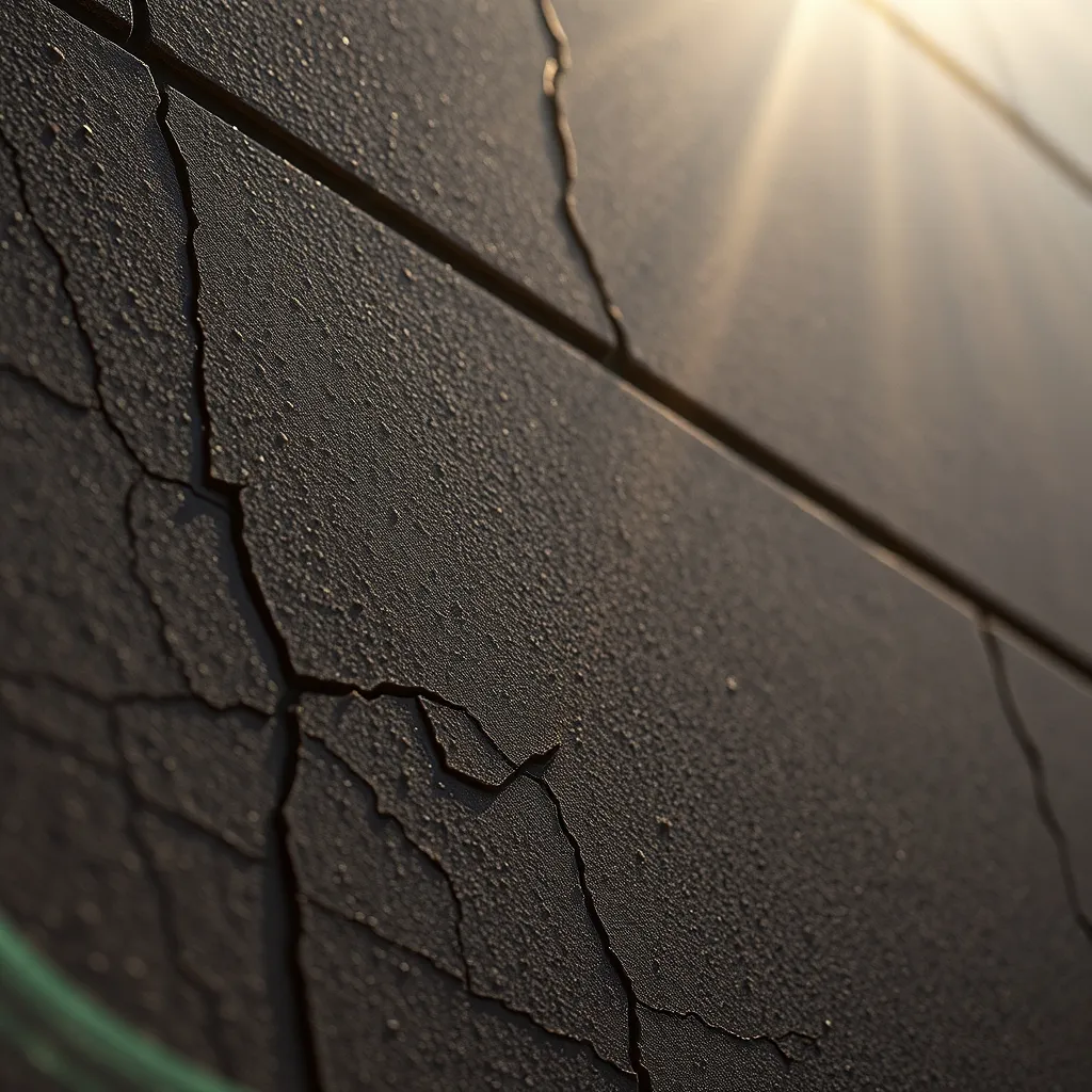 Microfissuration d'un enduit foncé causée par les contraintes thermiques liées à l'absorption solaire