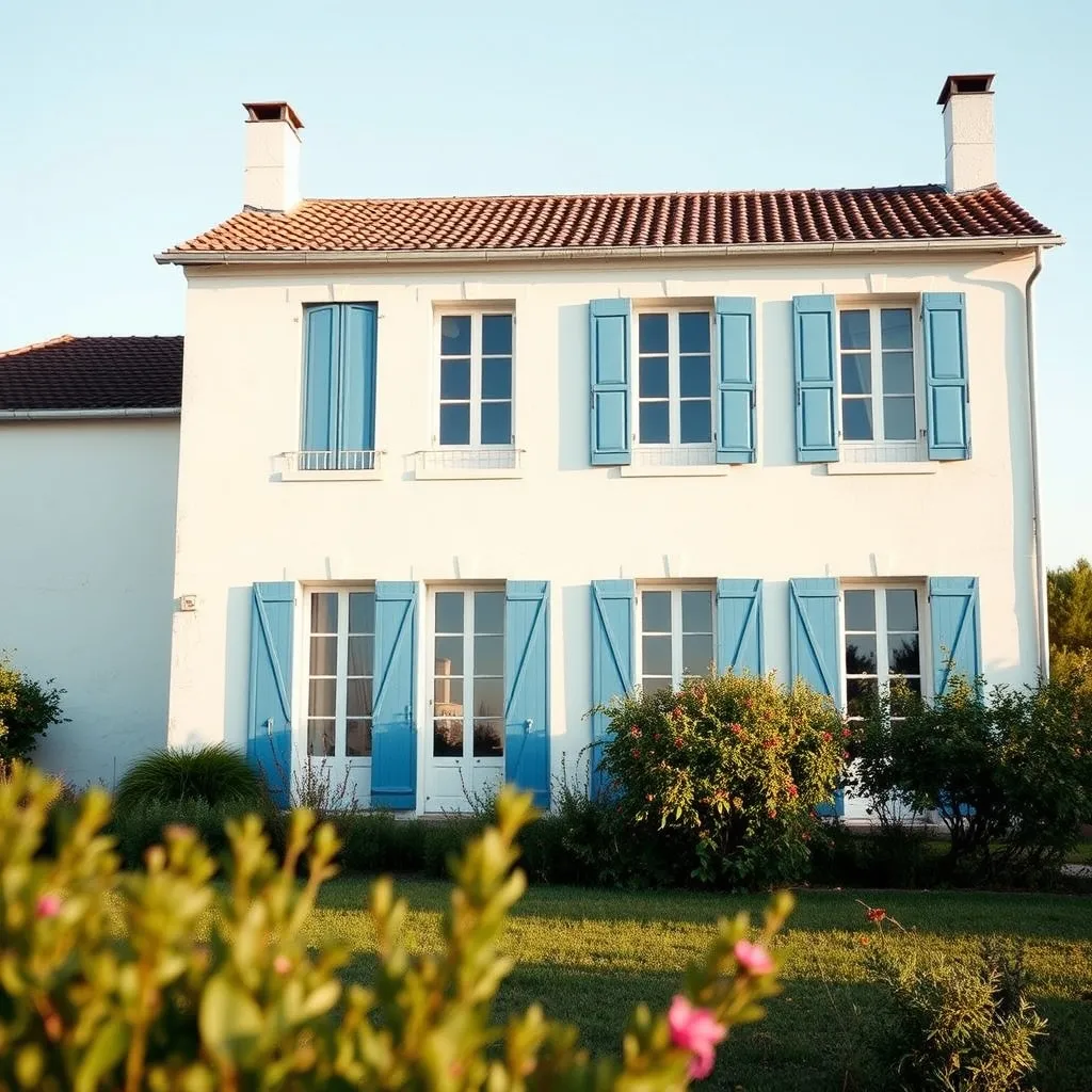 Façade d'une maison de campagne après pose d'un enduit taloché blanc