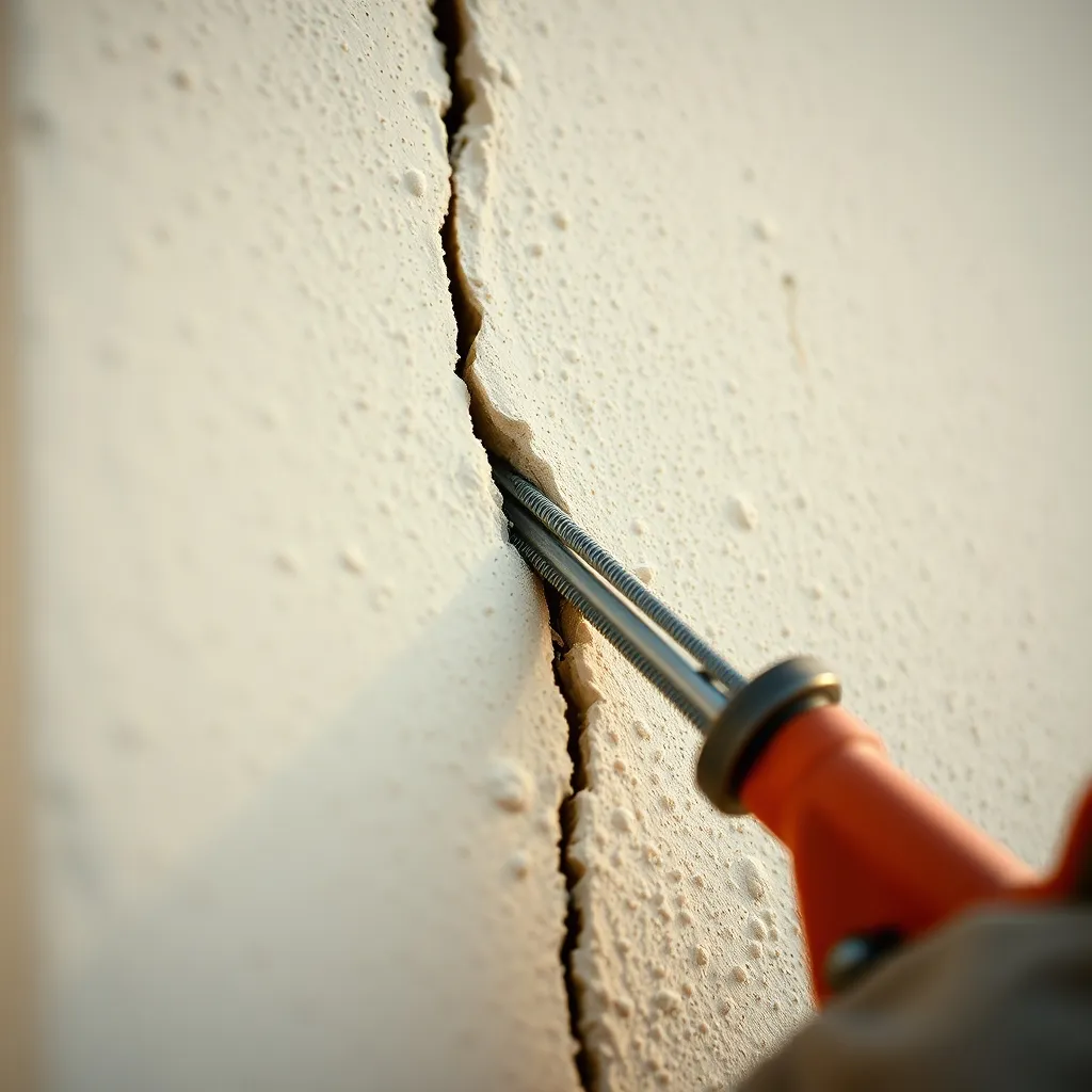 Agrafage métallique d'une fissure structurelle sur un mur extérieur