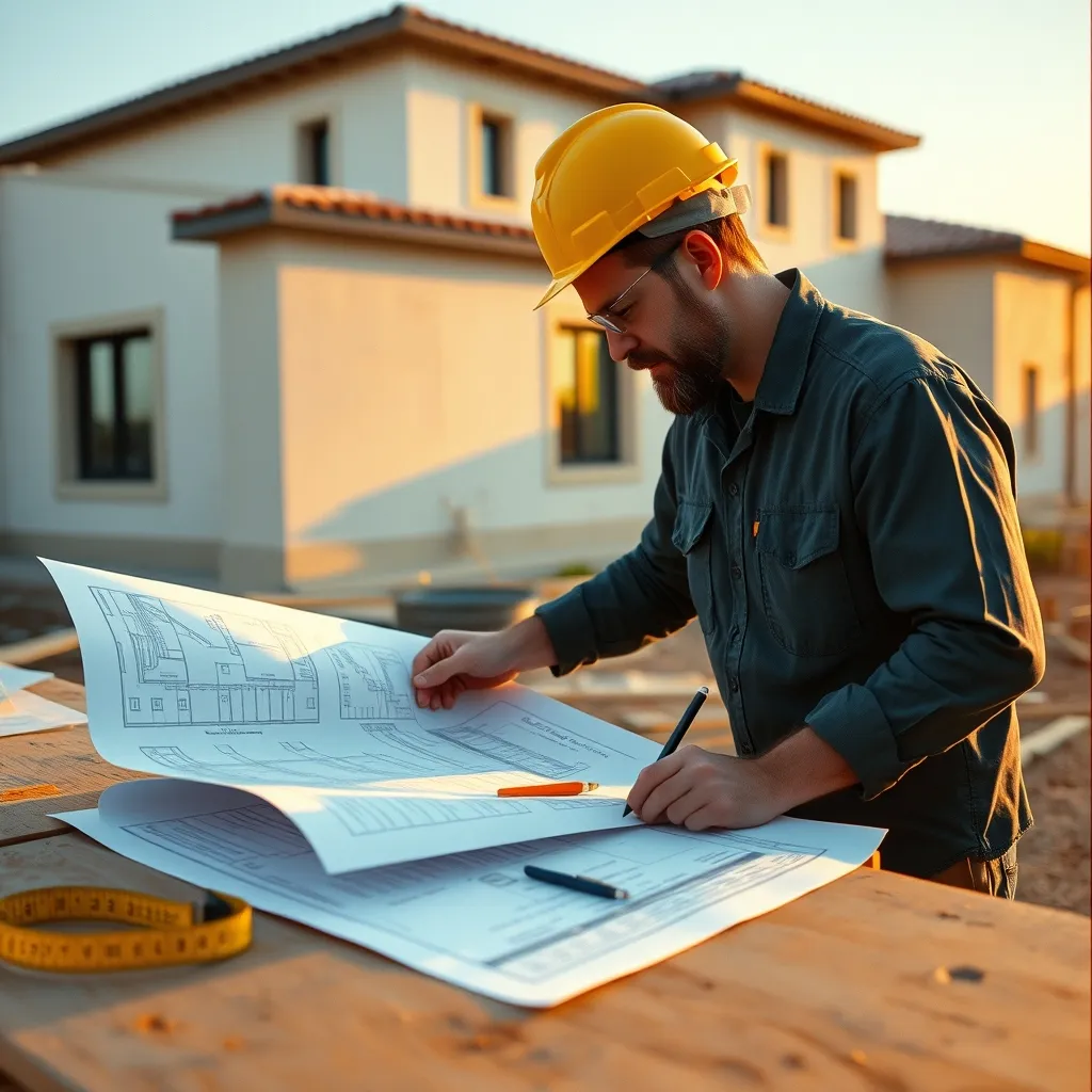Étude des plans avant le démarrage d'un chantier de maçonnerie résidentielle