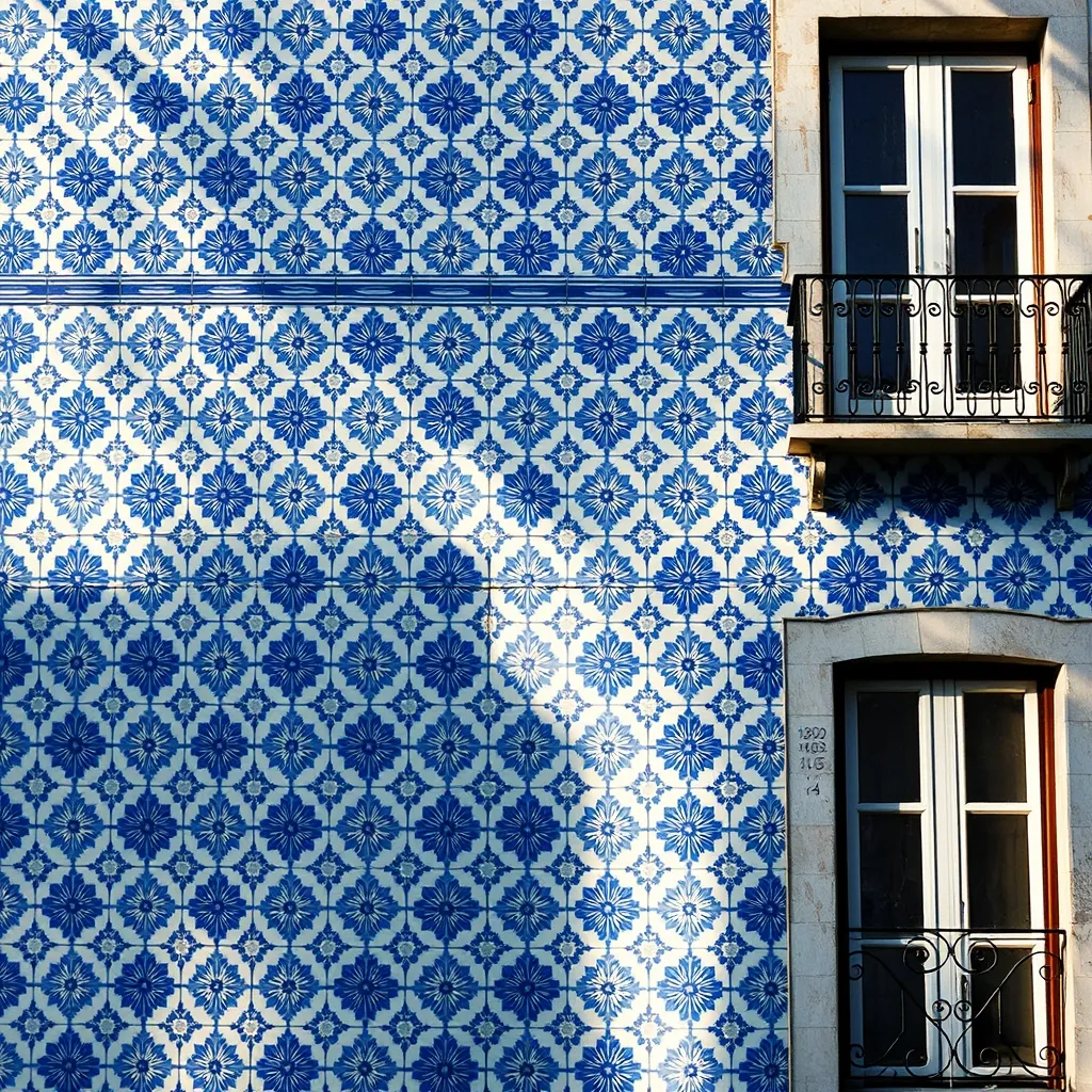Façade traditionnelle portugaise ornée d'azulejos à Lisbonne