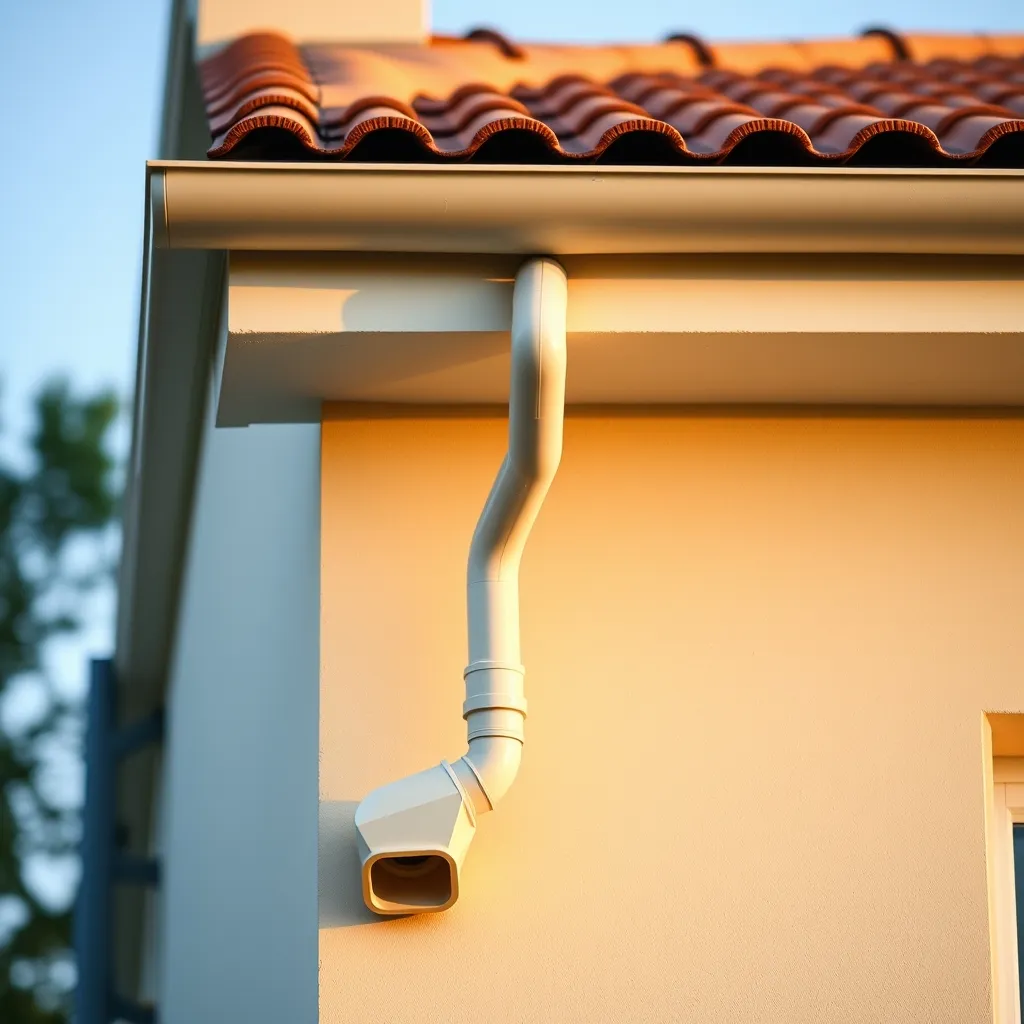 Installation complète avec descente pluviale et récupérateur d'eau de pluie