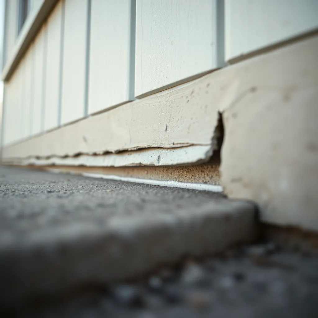 Détail du joint de dilatation en polystyrène expansé posé contre le mur de la maison