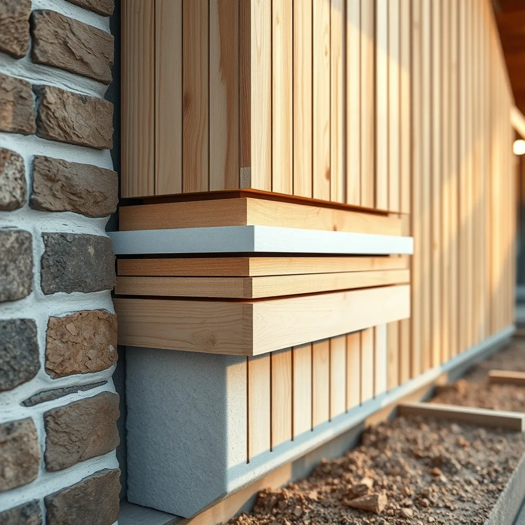 Vue en coupe du système ITE sous bardage ventilé avec les différentes couches visibles