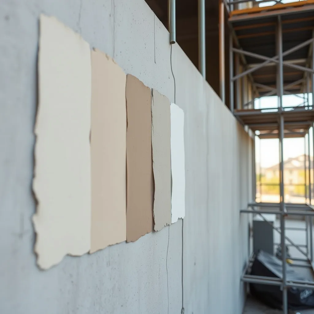 Échantillons de teintes appliqués directement sur le mur pour comparer les rendus