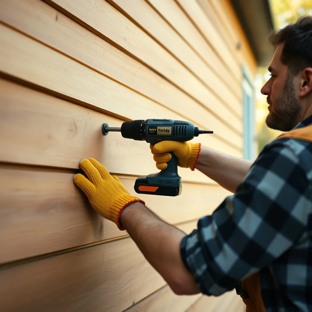 Fixation des lames de bardage horizontal à la visseuse sur les liteaux