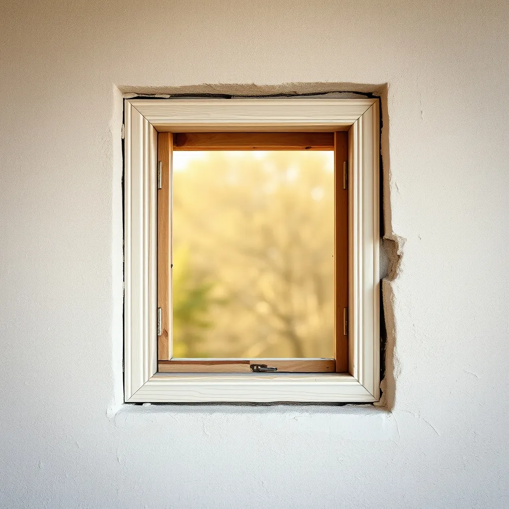 Ancien dormant bois sain prêt à recevoir une fenêtre PVC de rénovation