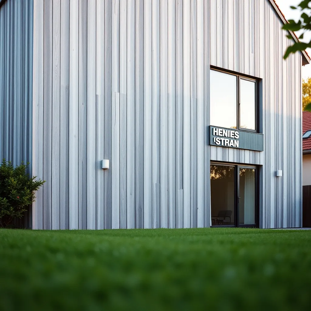 Bardage bois vertical grisaillé sur une maison contemporaine à l'architecture épurée