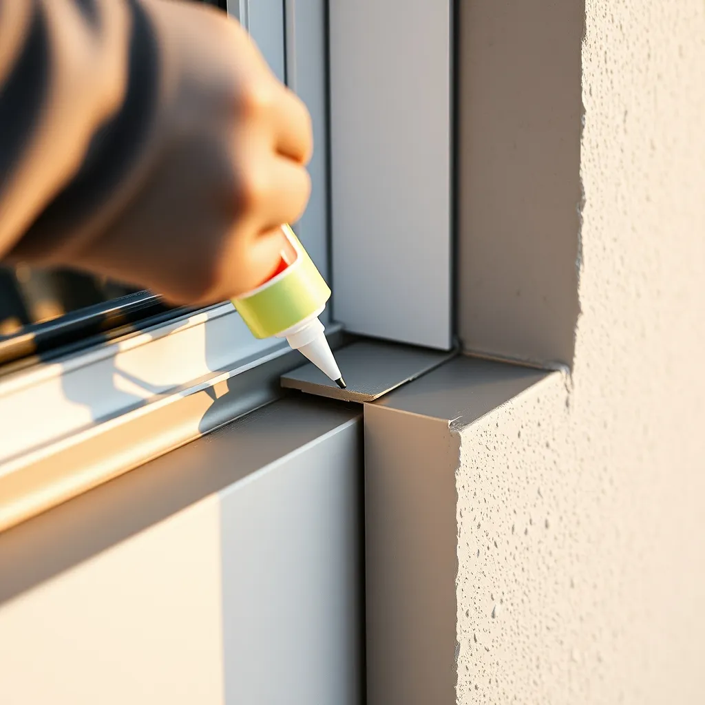 Application du mastic d'étanchéité sur le retour latéral de la bavette aluminium