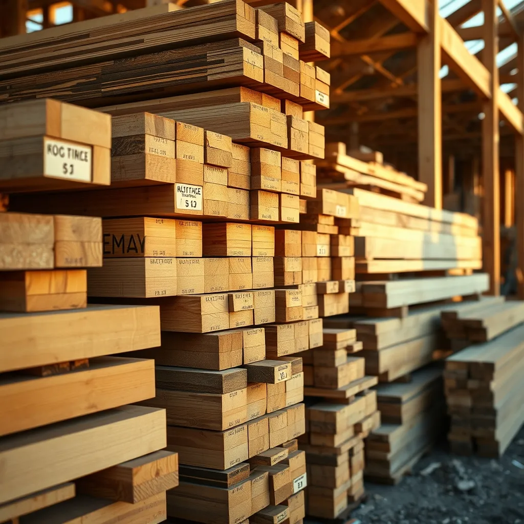 Différentes essences et sections de bois utilisées pour la charpente