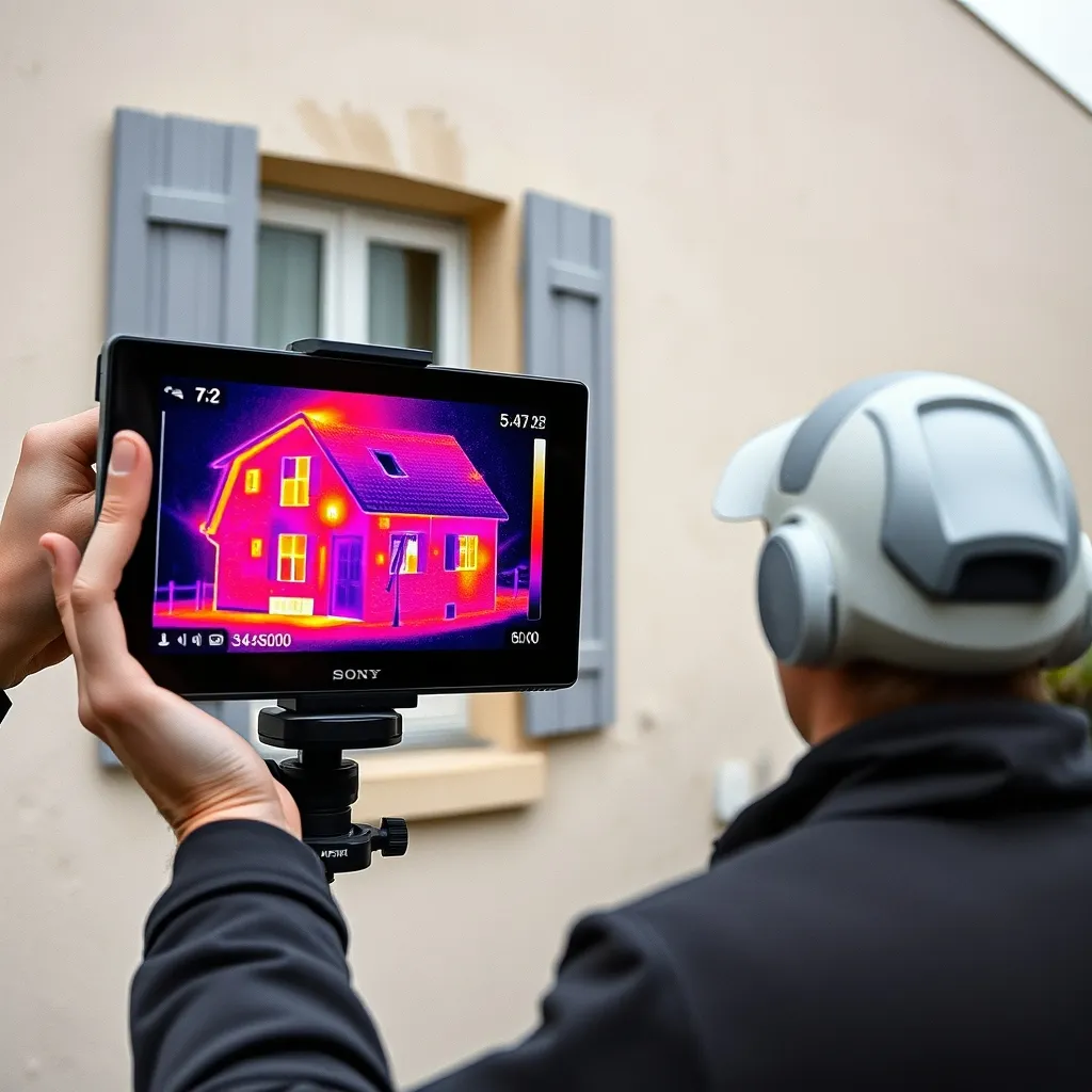 Image thermique révélant les déperditions de chaleur sur la façade d'une maison individuelle