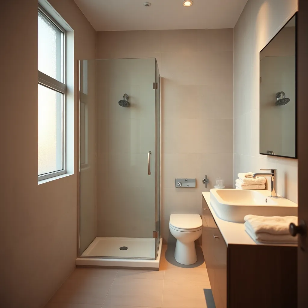 Salle de bains entièrement rénovée avec douche à l'italienne et meuble vasque moderne