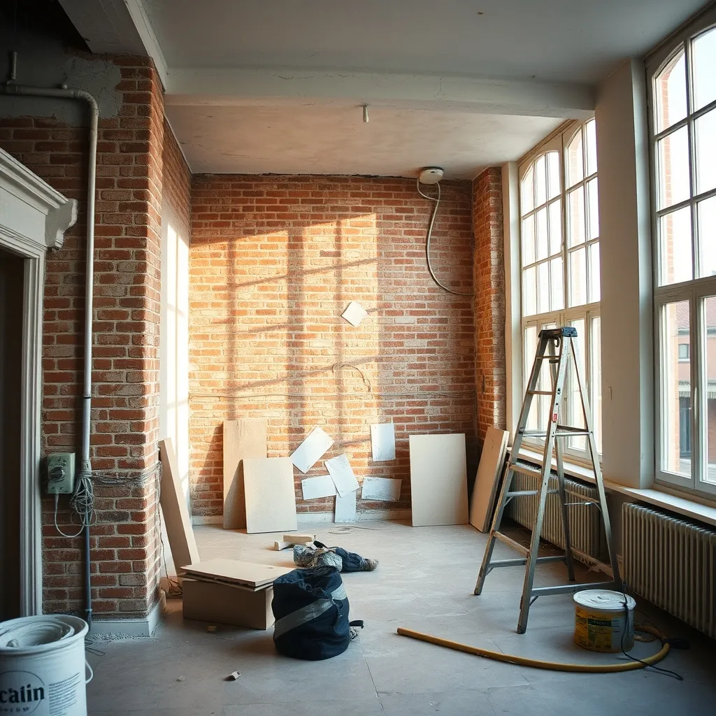 Un chantier de rénovation complète avec reprise de l'électricité et des enduits intérieurs