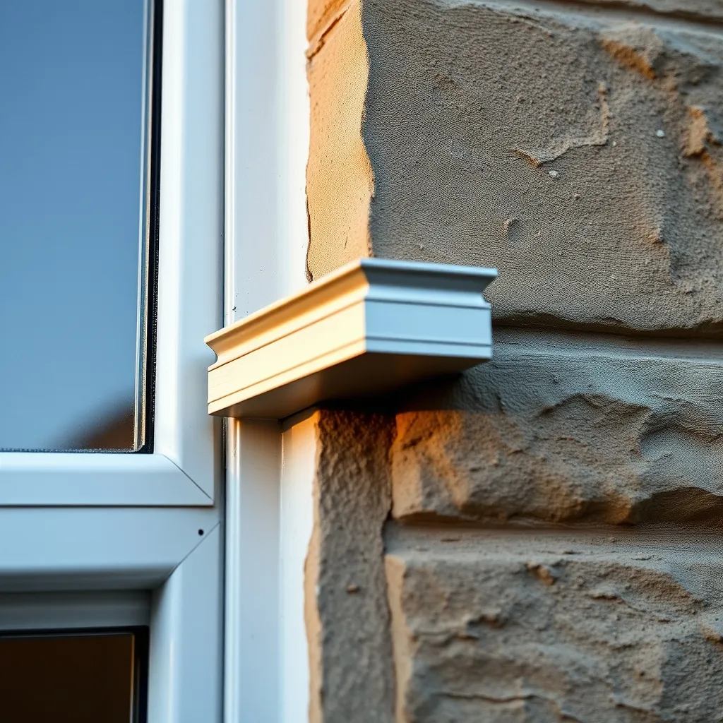 Détail de la jonction étanche entre le dormant de fenêtre et l'enduit de façade
