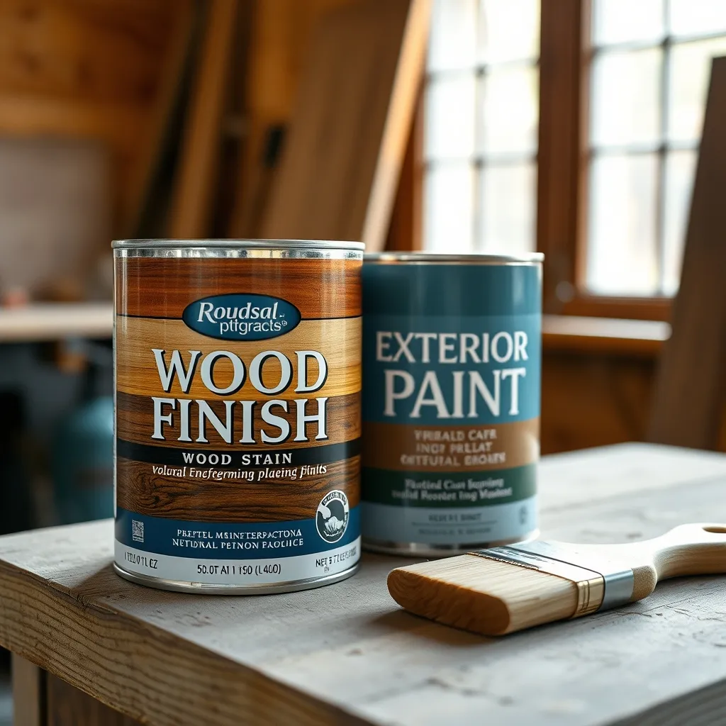Lasure et peinture bois extérieur côte à côte sur un établi de façadier