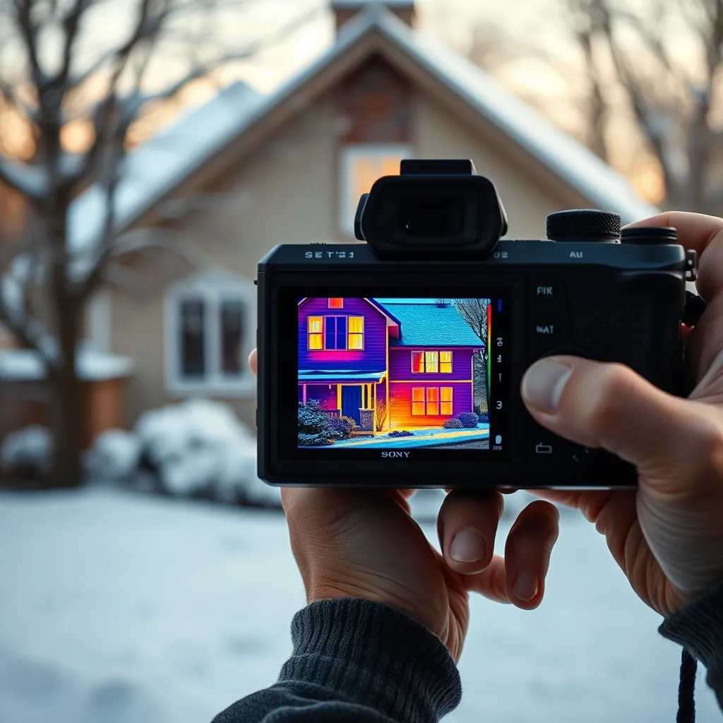 Caméra thermique révélant les déperditions de chaleur sur une façade avant isolation