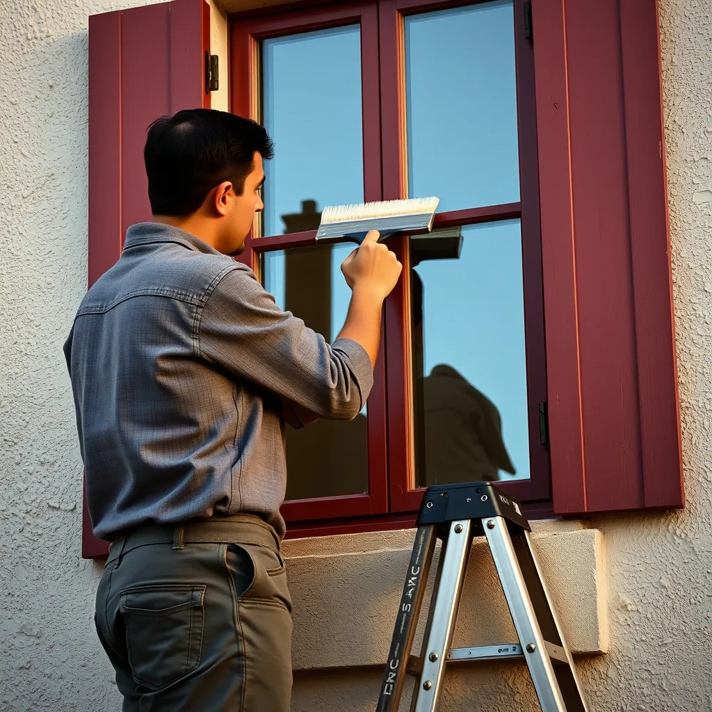 Peintre professionnel appliquant une peinture de qualité sur un encadrement de fenêtre