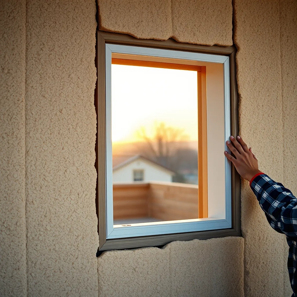 Pose d'un précadre isolant sur un mur recouvert d'isolation thermique par l'extérieur