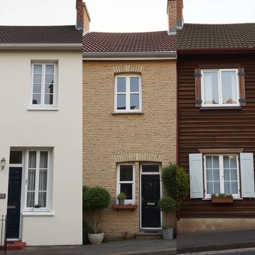 Comparatif visuel de différentes finitions de façade sur des maisons résidentielles