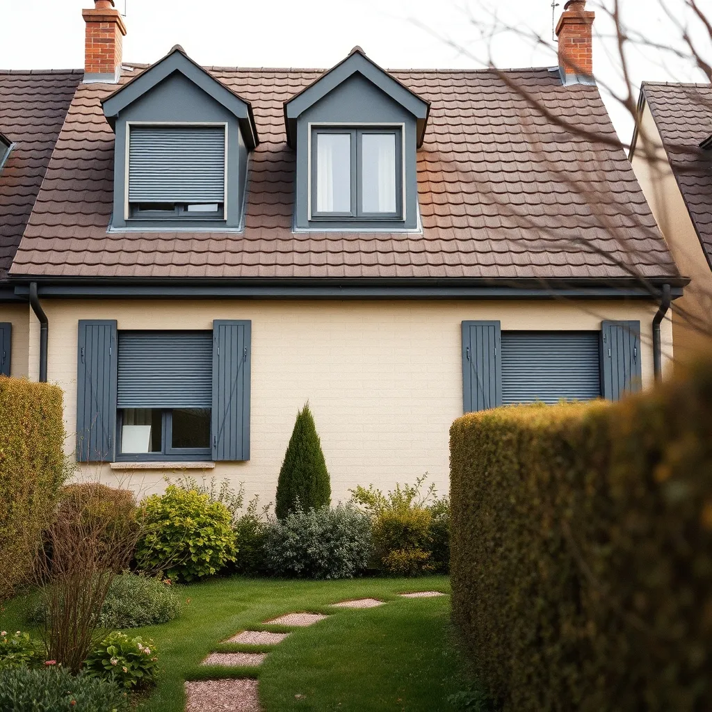 Maison rénovée avec fenêtres PVC gris anthracite et volets roulants intégrés