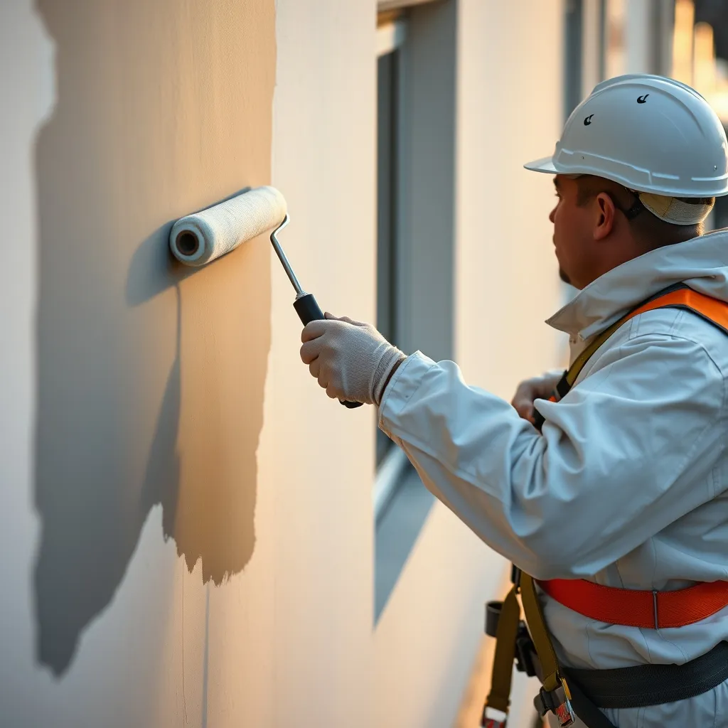 Application de peinture extérieure sur un support préparé par un façadier professionnel