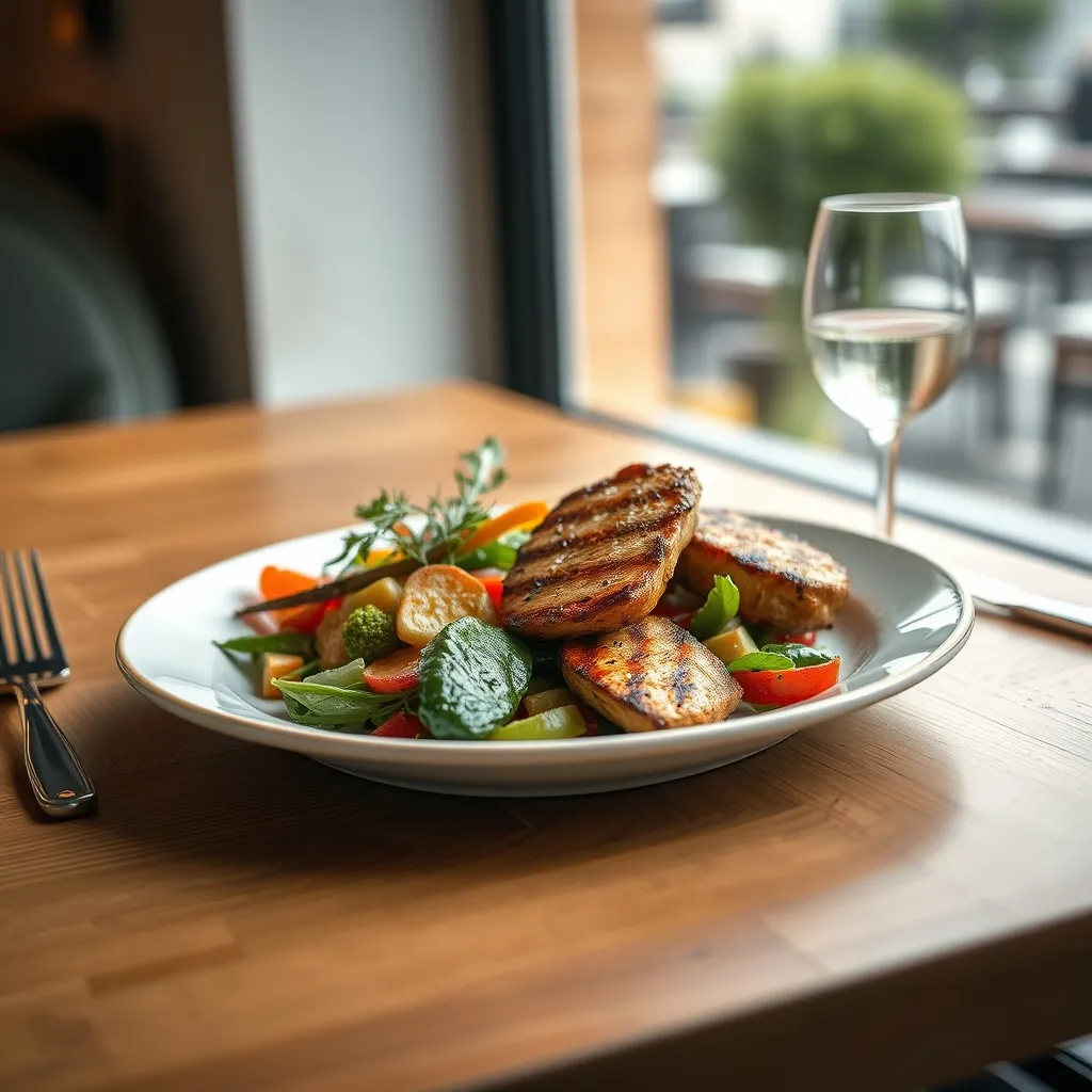 Un plat de brasserie soigné avec des produits frais de saison
