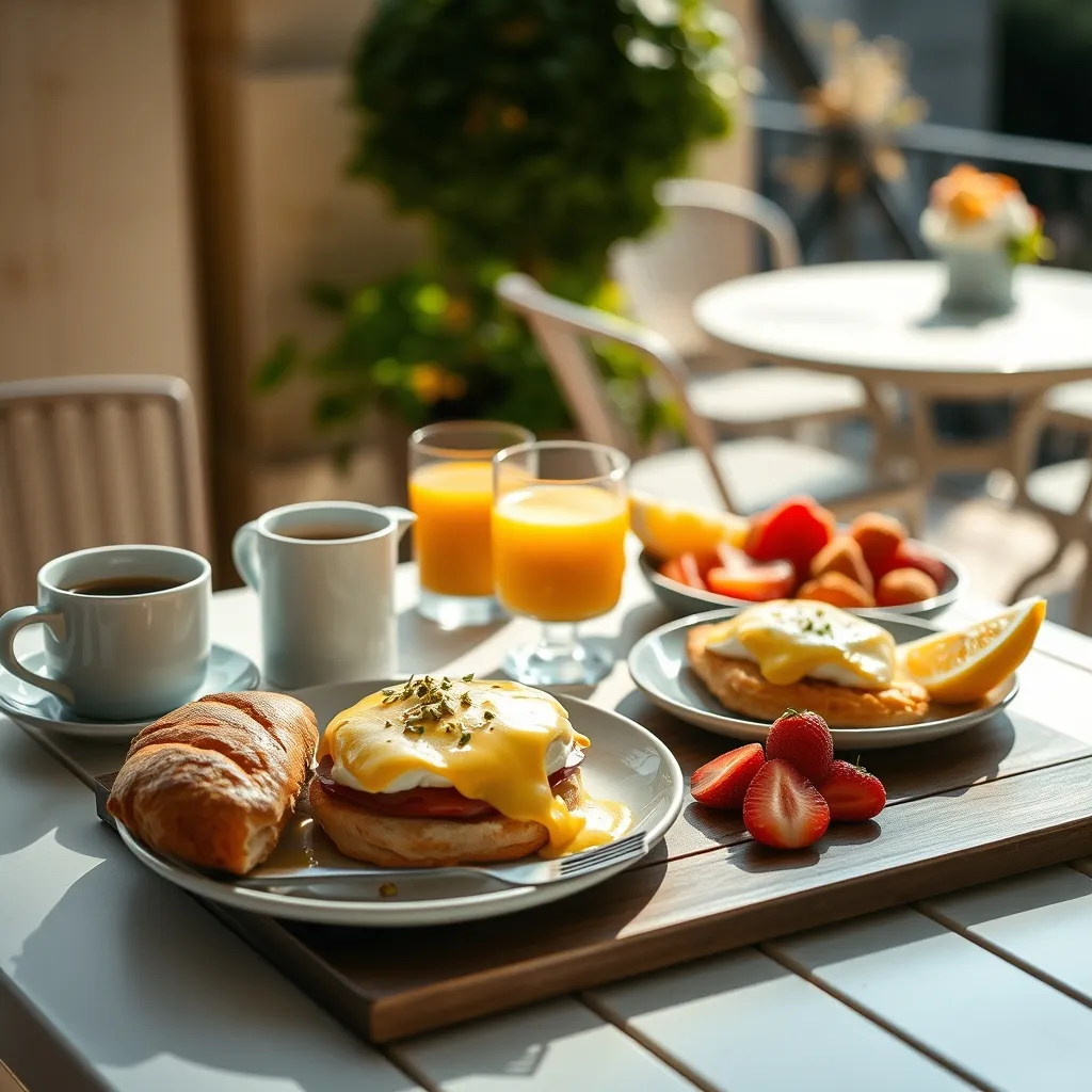 Le brunch du week-end servi en terrasse avec des produits frais et artisanaux