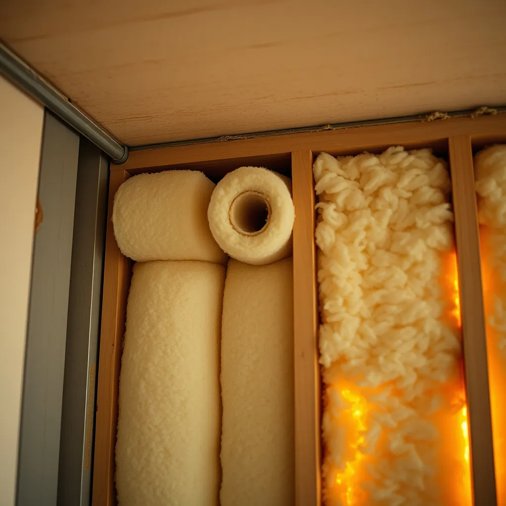 Isolation thermique par l'intérieur avec de la laine de verre entre montants métalliques