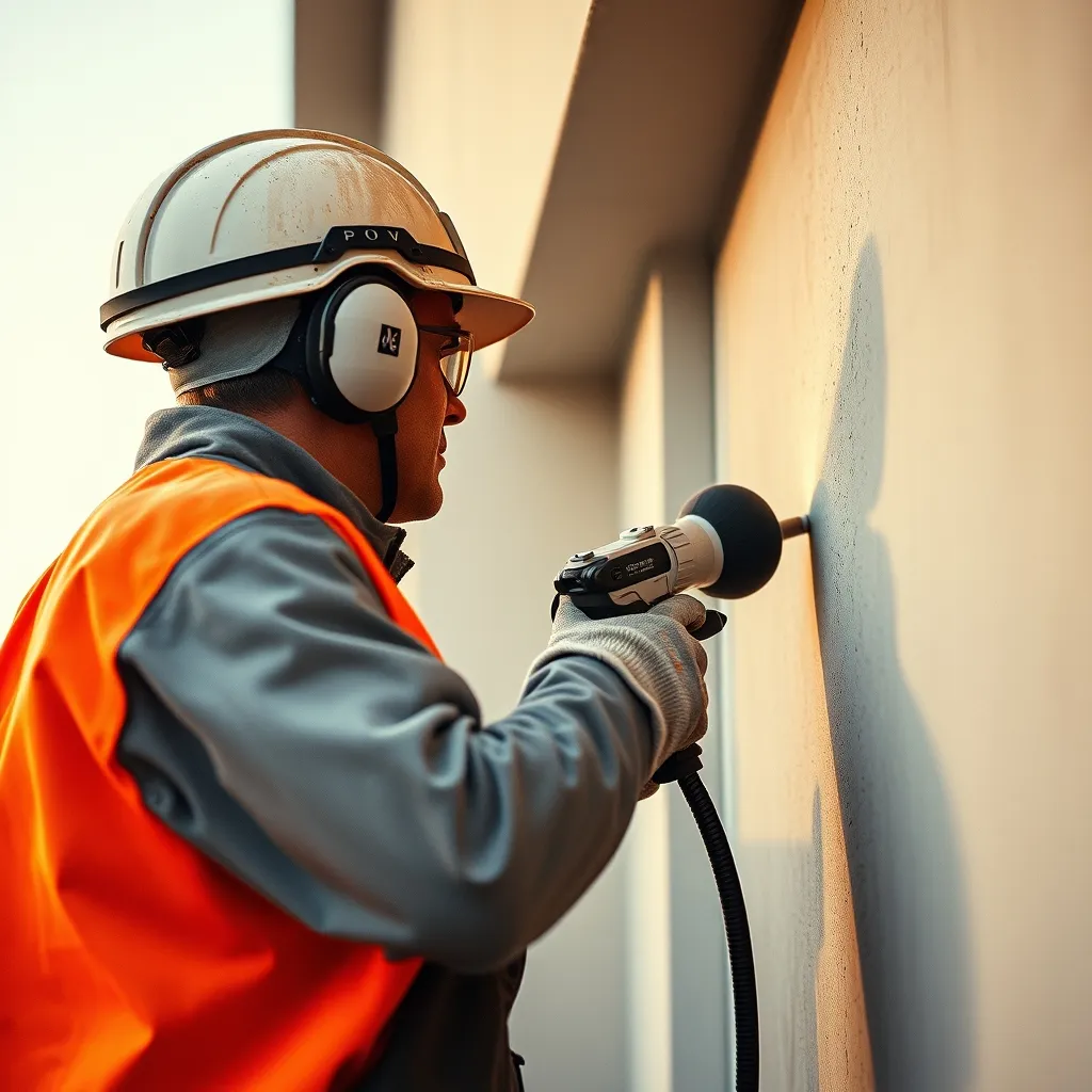 Application d'un enduit monocouche projeté sur un mur de façade