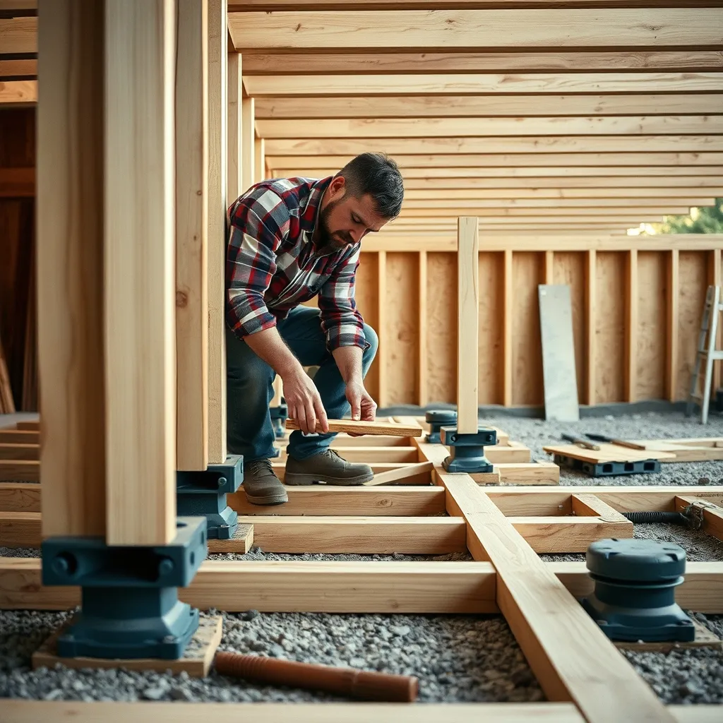 Pose d'une terrasse bois sur plots réglables : la technique la plus adaptée aux terrains irréguliers