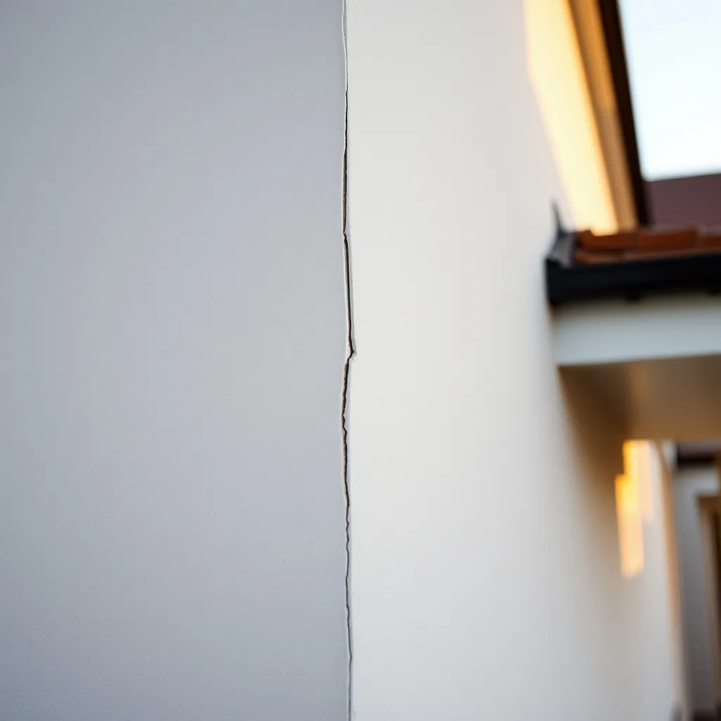 Fissure verticale à la jonction entre le corps principal et une extension de maison